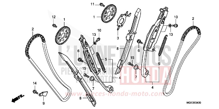 CHAINE A CAMES/TENDEUR de VFR1200F Méca TITANIUM BLADE METALLIC (YR316) 2013